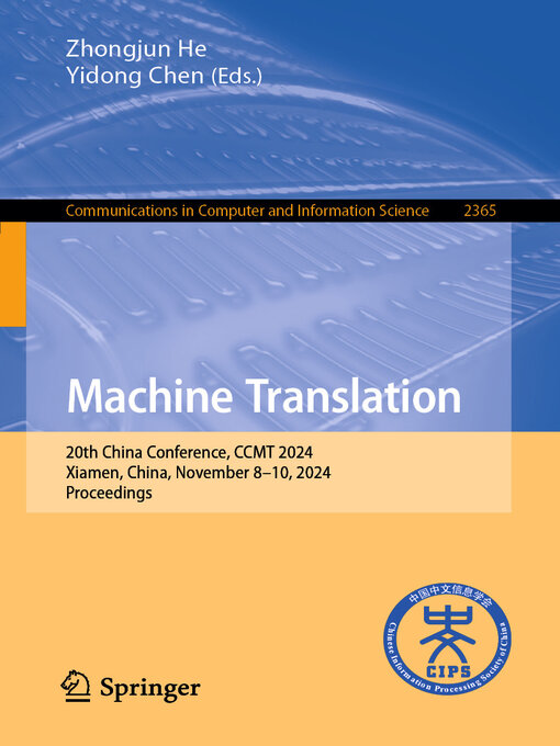 Title details for Machine Translation by Zhongjun He - Available